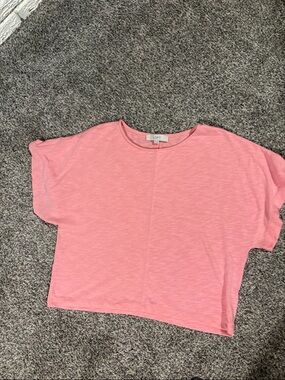 LOFT Soft Pink Boxy Short Sleeve Top